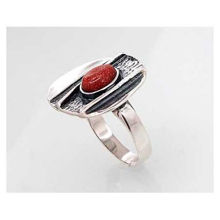 925° Genuine Sterling Silver ring, Stone: Avanturin , Type: Women, 2101428(POx-Bk)_AVX