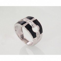 925° Genuine Sterling Silver ring, Stone: Zirkons , Jewelery enamel , Type: Women, 2101441(PRh-Gr)_CZ+ML-BK