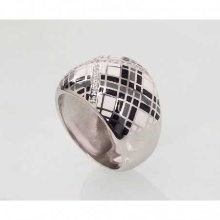 925° Genuine Sterling Silver ring, Stone: Zirkons , Jewelery enamel , Type: Women, 2101442(PRh-Gr)_CZ+ML-MIX