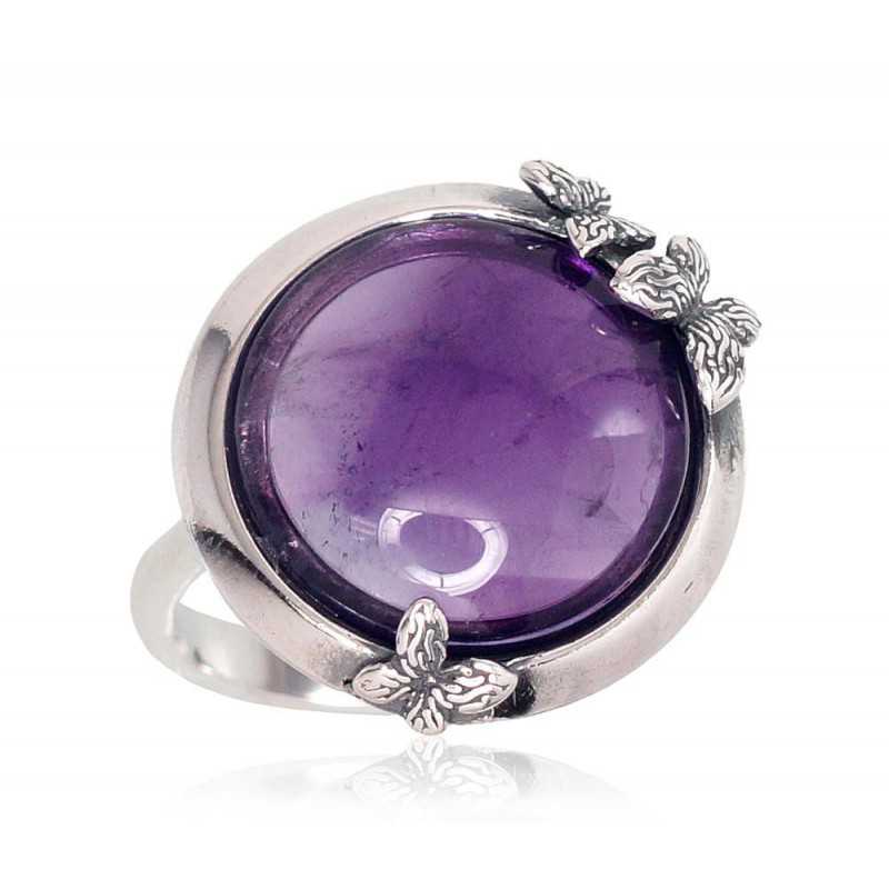 925° Genuine Sterling Silver ring, Stone: Amethyst , Type: Women, 2101449(POx-Bk)_AM