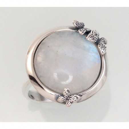 925° Genuine Sterling Silver ring, Stone: Moonstone , Type: Women, 2101449(POx-Bk)_MS
