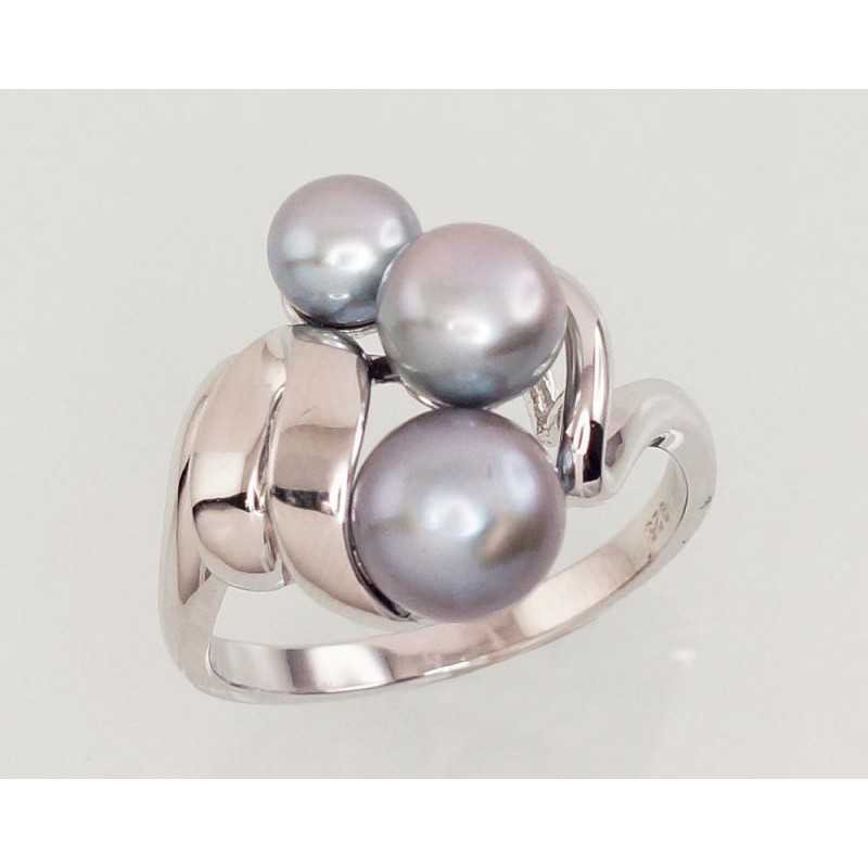 925° Genuine Sterling Silver ring, Stone: Fresh-water Pearl , Type: Women, 2101454(PRh-Gr)_PE-GR