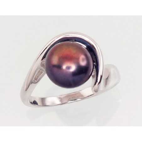 925° Genuine Sterling Silver ring, Stone: Fresh-water Pearl , Type: Women, 2101456(PRh-Gr)_PE-BK