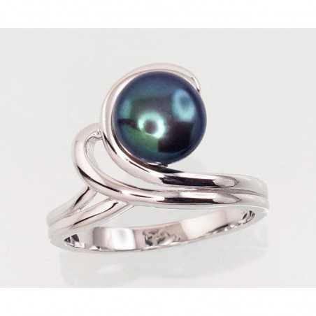 925° Genuine Sterling Silver ring, Stone: Fresh-water Pearl , Type: Women, 2101457(PRh-Gr)_PE-BK