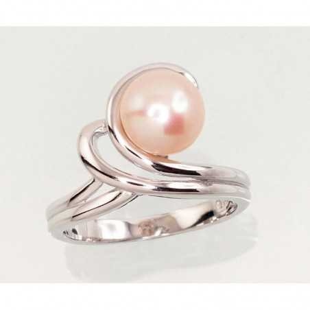 925° Genuine Sterling Silver ring, Stone: Fresh-water Pearl , Type: Women, 2101457(PRh-Gr)_PE-PI