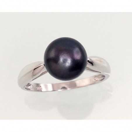 925° Genuine Sterling Silver ring, Stone: Fresh-water Pearl , Type: Women, 2101458(PRh-Gr)_PE-BK