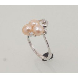 925° Genuine Sterling Silver ring, Stone: Zirkons , Fresh-water Pearl , Type: Women, 2101461(PRh-Gr)_CZ+PE-PI