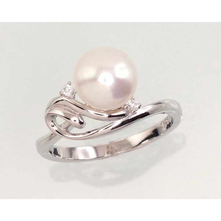 925° Genuine Sterling Silver ring, Stone: Zirkons , Fresh-water Pearl , Type: Women, 2101462(PRh-Gr)_CZ+PE