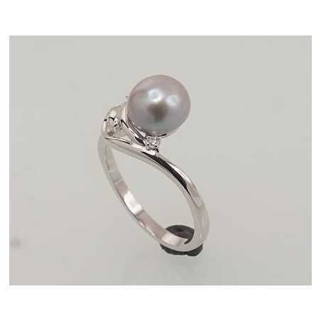925° Genuine Sterling Silver ring, Stone: Zirkons , Fresh-water Pearl , Type: Women, 2101462(PRh-Gr)_CZ+PE-GR