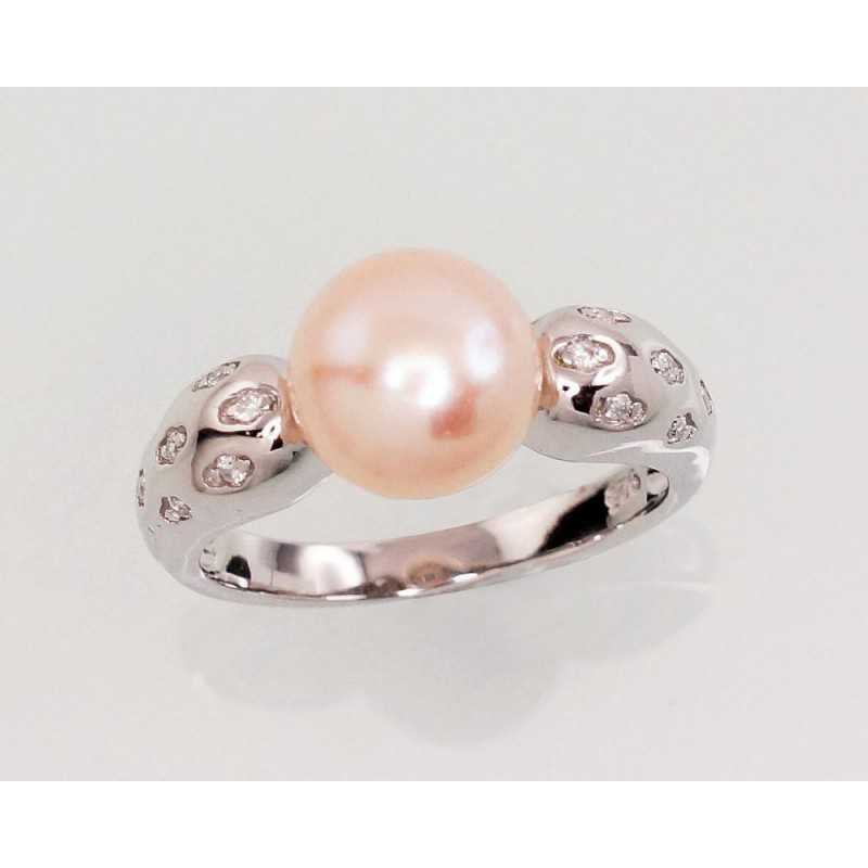 925° Genuine Sterling Silver ring, Stone: Zirkons , Fresh-water Pearl , Type: Women, 2101465(PRh-Gr)_CZ+PE-PI