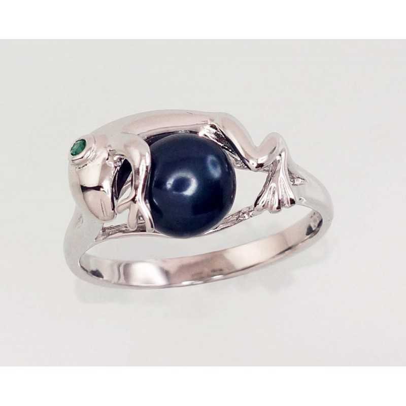 925° Genuine Sterling Silver ring, Stone: Zirkons , Fresh-water Pearl , Type: Women, 2101466(PRh-Gr)_CZ-G+PE-BK