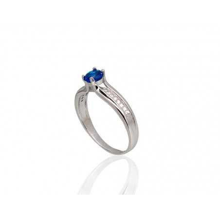 925° Genuine Sterling Silver ring, Stone: Zirkons , Type: Engagement rings, 2101550(PRh-Gr)_CZ+CZ-B