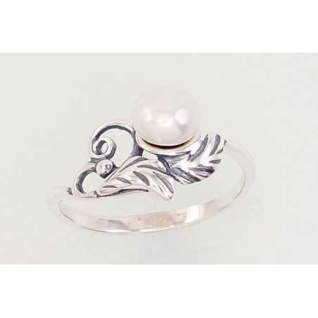 925° Genuine Sterling Silver ring, Stone: Fresh-water Pearl , Type: Women, 2101568(POx-Bk)_PE