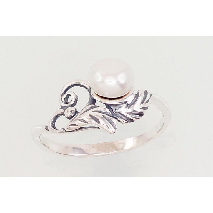 925° Genuine Sterling Silver ring, Stone: Fresh-water Pearl , Type: Women, 2101568(POx-Bk)_PE