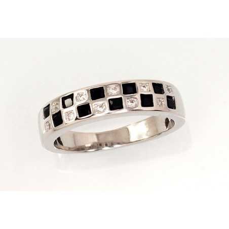 925° Genuine Sterling Silver ring, Stone: Zirkons , Type: Women, 2101622(PRh-Gr)_CZ+CZ-BK