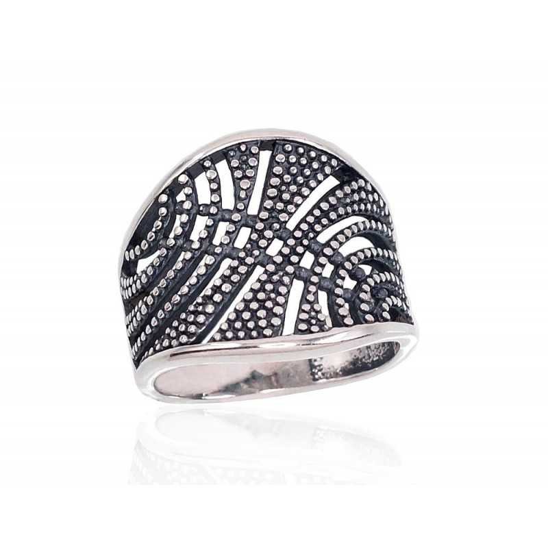 925° Genuine Sterling Silver ring, Stone: No stone, Type: Women, 2101671(POx-Bk)