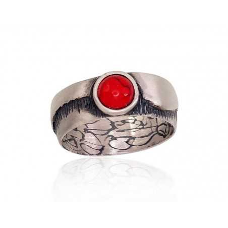 925° Genuine Sterling Silver ring, Stone: Coral , Type: \\\"K-Exclusive\\\"  collection, 2101688(Matt+POx-MattBk)_COX