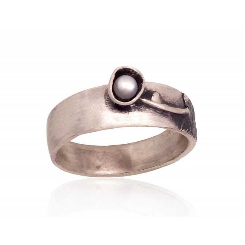 925° Genuine Sterling Silver ring, Stone: Fresh-water Pearl , Type: \\\"K-Exclusive\\\"  collection, 2101736(Matt+POx-MattBk)_PE