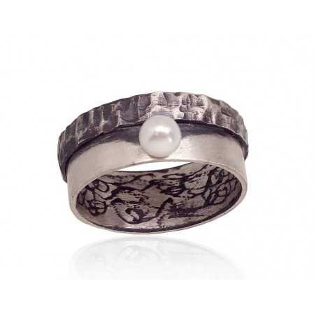 925° Genuine Sterling Silver ring, Stone: Fresh-water Pearl , Type: \\\"K-Exclusive\\\"  collection, 2101739(Matt+POx-MattBk)_PE