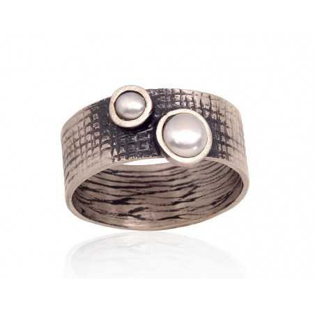 925° Genuine Sterling Silver ring, Stone: Fresh-water Pearl , Type: \\\"K-Exclusive\\\"  collection, 2101740(Matt+POx-MattBk)_PE