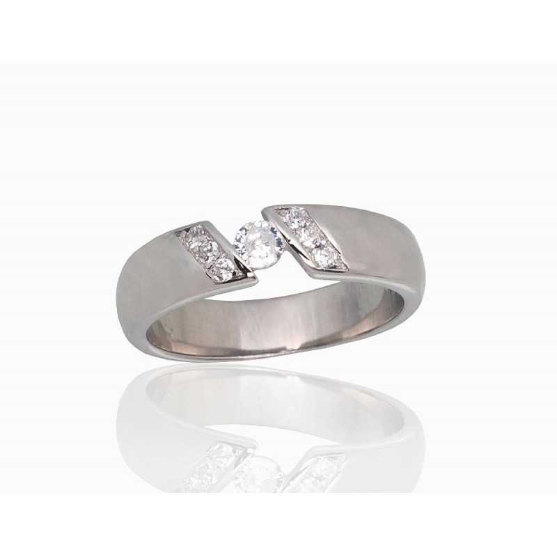 925° Genuine Sterling Silver ring, Stone: Zirkons , Type: Engagement rings, 2101797(PRh-Gr)_CZ
