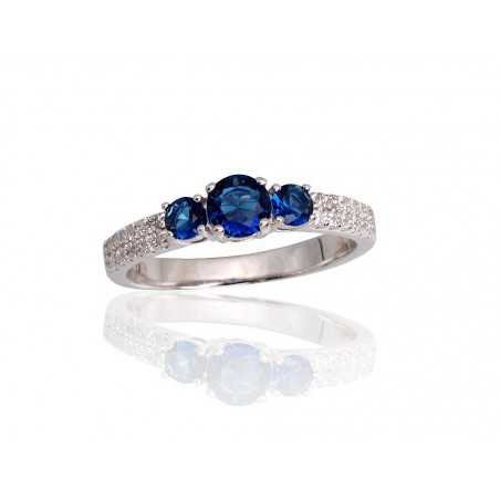 925° Genuine Sterling Silver ring, Stone: Zirkons , Type: Engagement rings, 2101798(PRh-Gr)_CZ+CZ-B