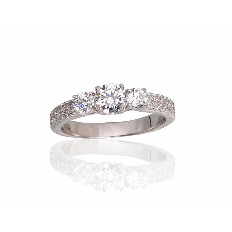 925° Genuine Sterling Silver ring, Stone: Zirkons , Type: Engagement rings, 2101798(PRh-Gr)_CZ