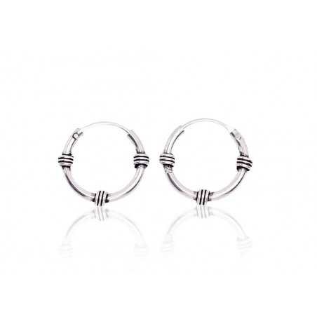 Silver earrings-rings, Circles, , 2200055(POx-Bk)