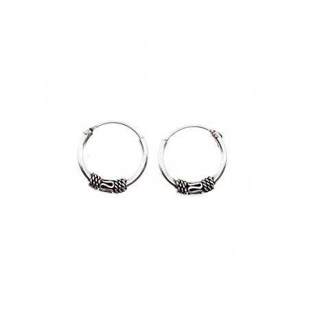 Silver earrings-rings, Circles, , 2200064(POx-Bk)