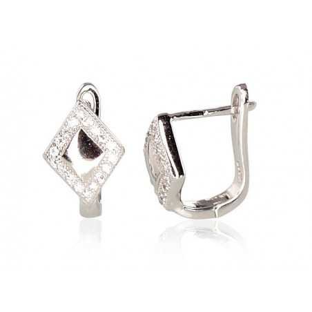 925°, Silver earrings with english lock, Zirkons , 2200982_CZ