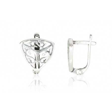 925°, Silver earrings with english lock, No stone, 2201081(POx-Bk)