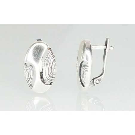 925°, Silver earrings with english lock, No stone, 2201092(POx-Bk)