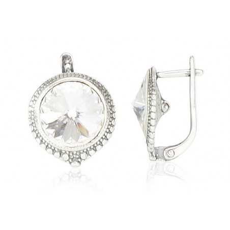 925°, Silver earrings with english lock, Swarovski crystals , 2201099(POx-Bk)_SV