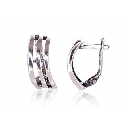 925°, Silver earrings with english lock, No stone, 2201102(POx-Bk)