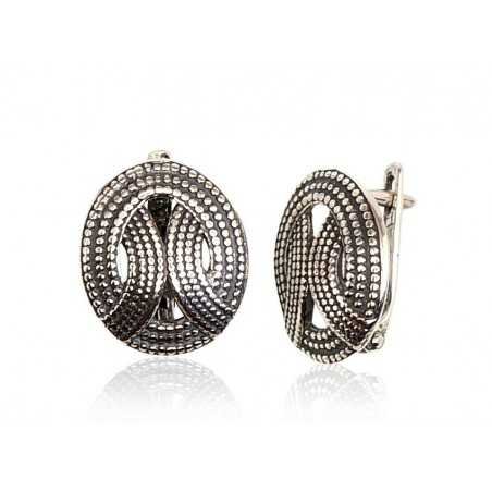 925°, Silver earrings with english lock, No stone, 2201108(POx-Bk)