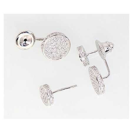 925° Silver Stud Earrings, Silver, Zirkons , 2201318(PRh-Gr)_CZ