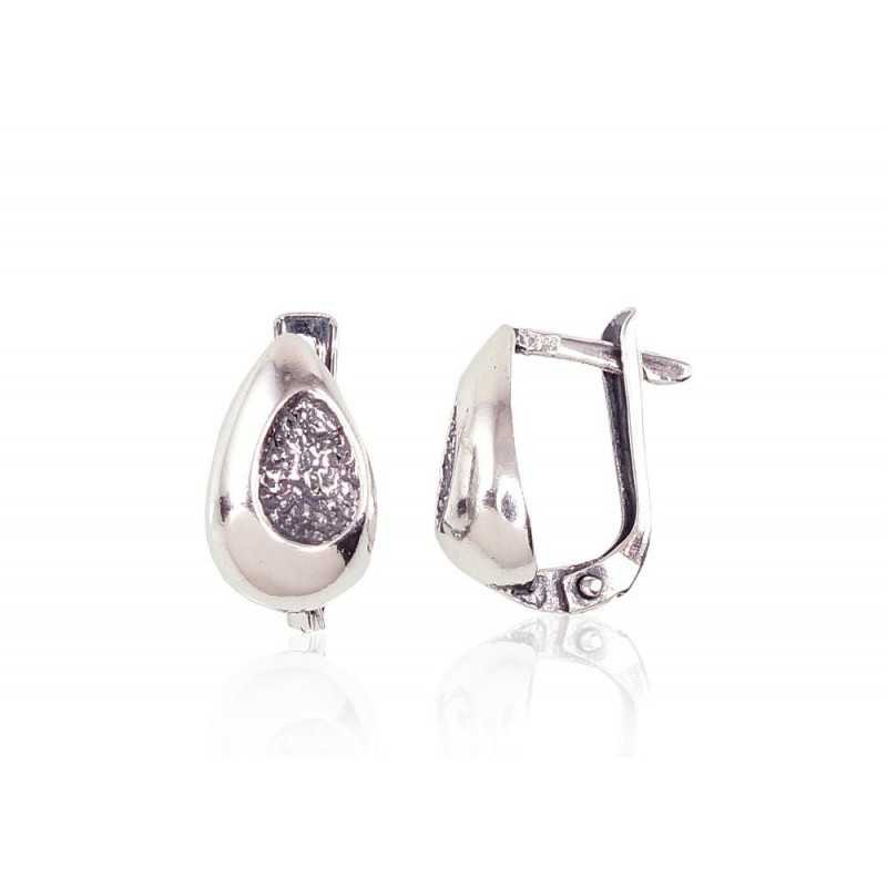 925°, Silver earrings with english lock, No stone, 2201613(POx-Bk)