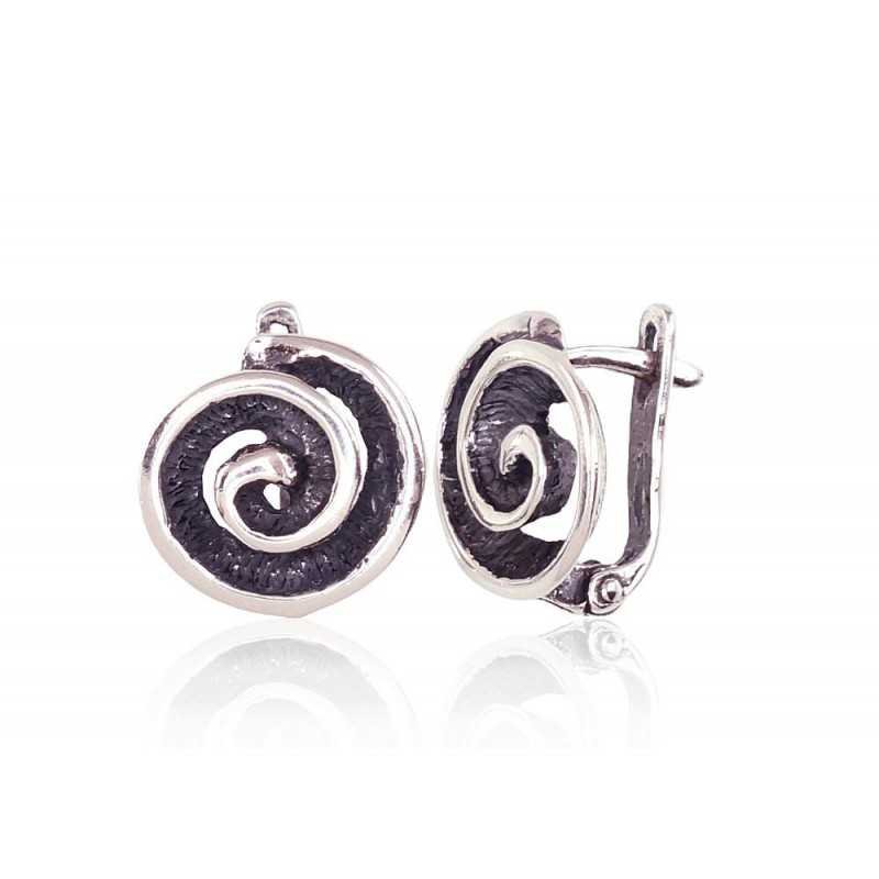 925°, Silver earrings with english lock, No stone, 2201641(POx-Bk)