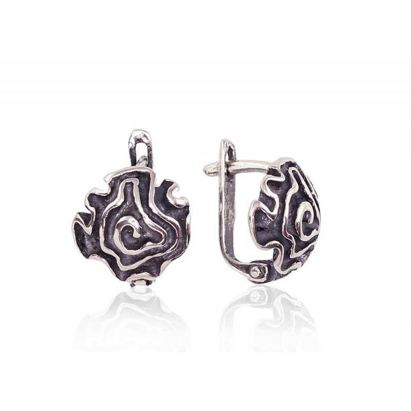 925°, Silver earrings with english lock, No stone, 2201648(POx-Bk)