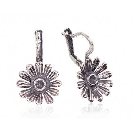 925°, Silver earrings with english lock, No stone, 2201649(POx-Bk)