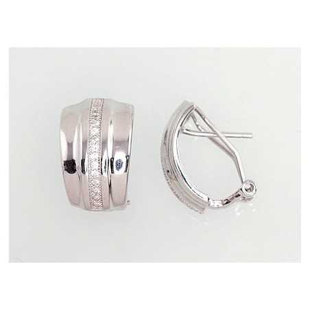 925°, Silver earrings with english lock, Zirkons , 2201816(PRh-Gr)_CZ