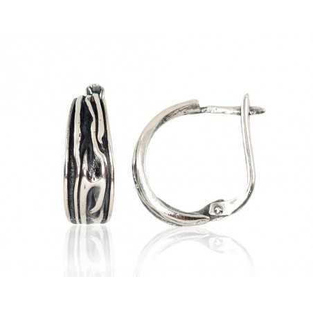 925°, Silver earrings with english lock, No stone, 2202090(POx-Bk)
