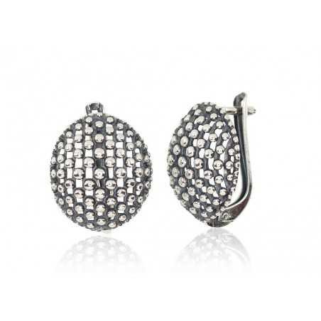 925°, Silver earrings with english lock, No stone, 2202100(POx-Bk)