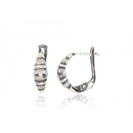 925°, Silver earrings with english lock, No stone, 2202104(POx-Bk)