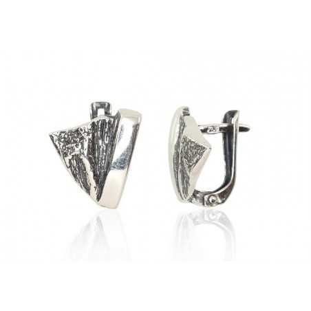 925°, Silver earrings with english lock, No stone, 2202105(POx-Bk)