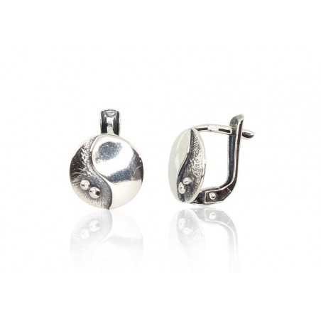 925°, Silver earrings with english lock, No stone, 2202107(POx-Bk)