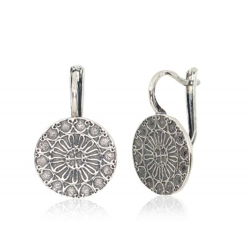 925°, Silver earrings with english lock, No stone, 2202109(POx-Bk)