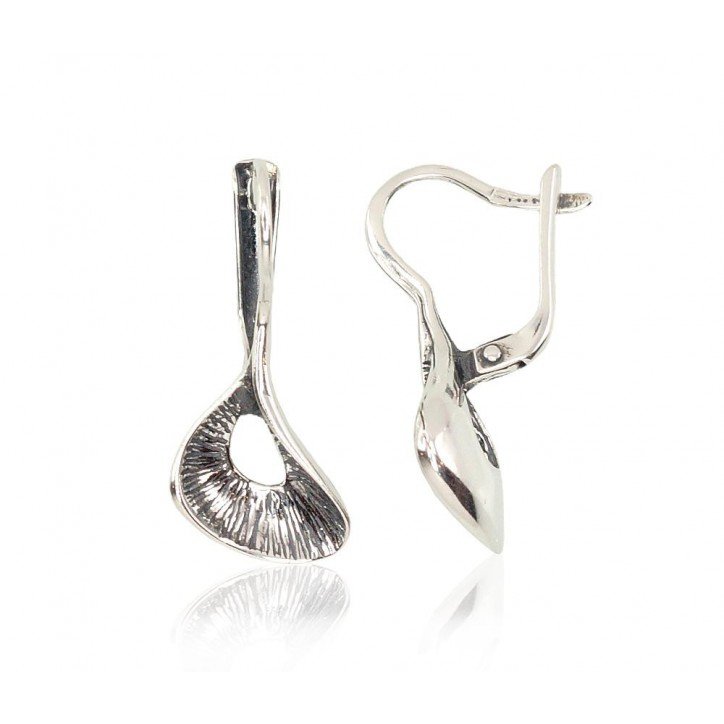 925°, Silver earrings with english lock, No stone, 2202113(POx-Bk)