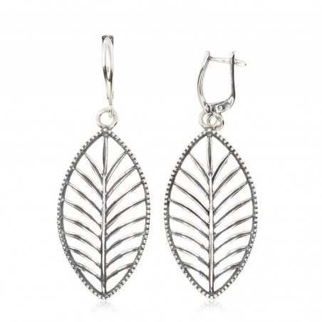 925°, Silver earrings with english lock, No stone, 2202117(POx-Bk)
