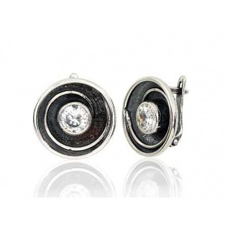 925°, Silver earrings with english lock, Zirkons , 2202125_CZ